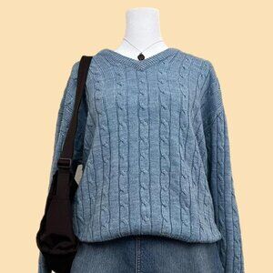 70s blue light weight cable knit sweater